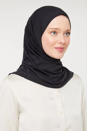 Kadın Tesettür Pratik Hijab Spor Şal Siyah