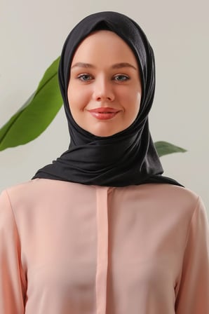 Tesettür Penye Şal Siyah