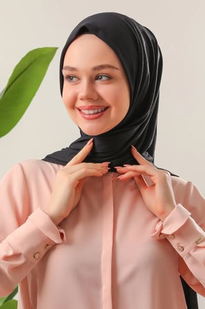 Tesettür Penye Şal Siyah