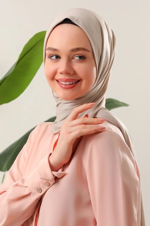 Tesettür Penye Şal Krem