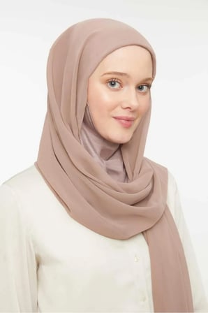 Kadın Tesettür Hijab Boneli Şifon Şal Vizon
