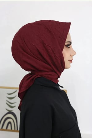Kadın Tesettür Pratik Bambu Kraş Eşarp Bordo
