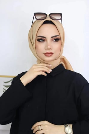 Kadın Tesettür Pratik Bambu Kraş Eşarp Bal Rengi
