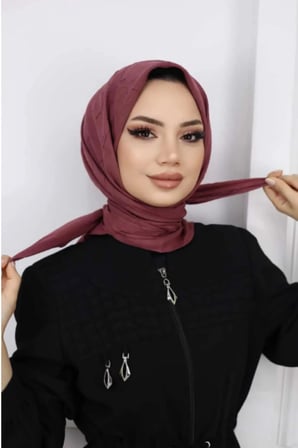 Kadın Tesettür Pratik Bambu Kraş Eşarp Gül Kurusu