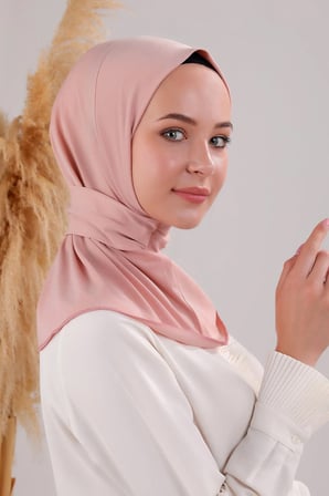 Kadın Tesettür Pratik Çıtçıtlı Sandy Deniz Havuz Uyumlu Fular Hazır Bone Pudra