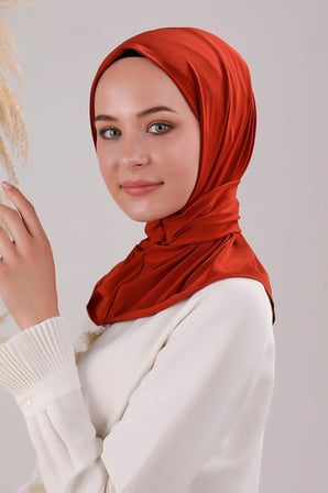 Kadın Tesettür Pratik Çıtçıtlı Sandy Fular Hazır Spor Şal Kiremit