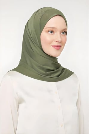 Kadın Tesettür Pratik Hijab Şal Haki
