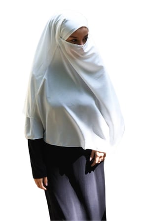 Kadın Tesettür Sufle Khimar Peçeli Üç Katlı Şifon Şal Ekru