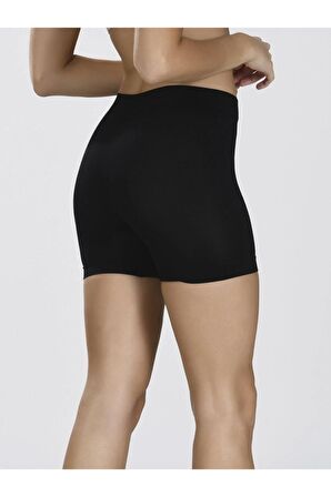 Kadın Siyah Dikişsiz Yüksek Bel Şort Tayt