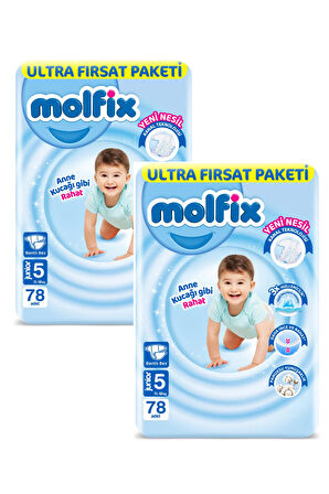 Molfix Bebek Bezi 5 Beden Ultra Fırsat Paketi 78X2 156 Adet