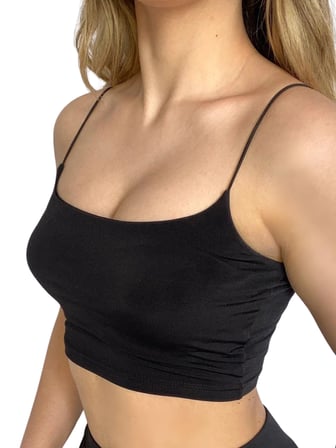 Askılı Crop  Bluz-SİYAH