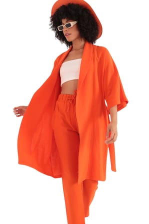 Rahat Kesim Kimono Üst - TURUNCU