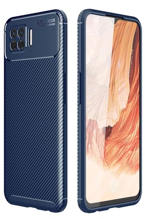 Newface Oppo A73 Kılıf Auto Focus Karbon Kapak - Lacivert