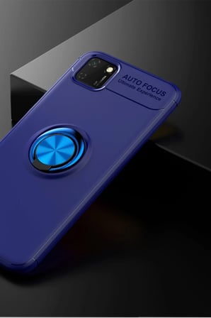 Newface Huawei Y5P Kılıf Range Yüzüklü Silikon - Mavi