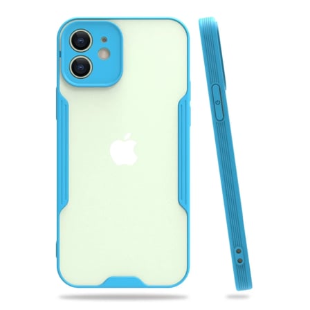 Newface Apple iPhone 12 Kılıf Platin Silikon - Mavi