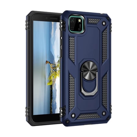 Newface Huawei Y5P Kılıf Sofya Yüzüklü Silikon Kapak - Lacivert