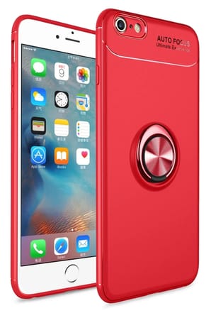 Newface Apple iPhone 6 Kılıf Range Yüzüklü Silikon - Kırmızı
