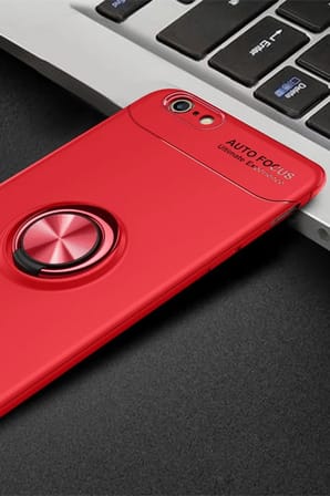 Newface Apple iPhone 6 Kılıf Range Yüzüklü Silikon - Kırmızı