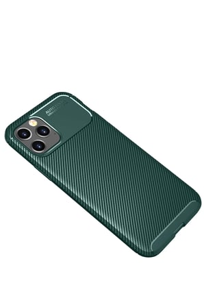 Newface Apple iPhone 11 Pro Max Kılıf Auto Focus Karbon Kapak - Yeşil