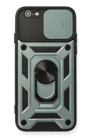 Newface Apple iPhone 6 Kılıf Pars Lens Yüzüklü Silikon - Yeşil