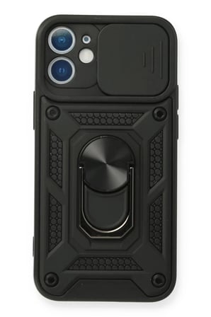 Newface Apple iPhone 11 Kılıf Pars Lens Yüzüklü Silikon - Siyah