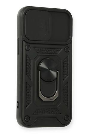 Newface Apple iPhone 11 Kılıf Pars Lens Yüzüklü Silikon - Siyah