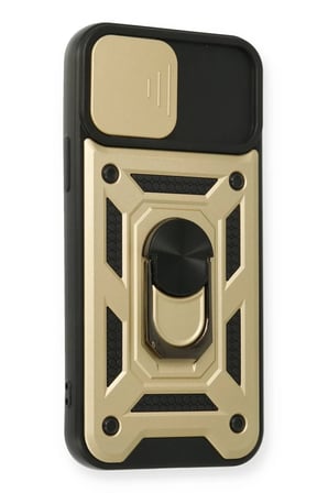 Newface Apple iPhone 12 Pro Kılıf Pars Lens Yüzüklü Silikon - Gold