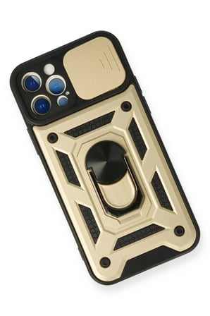 Newface Apple iPhone 12 Pro Kılıf Pars Lens Yüzüklü Silikon - Gold