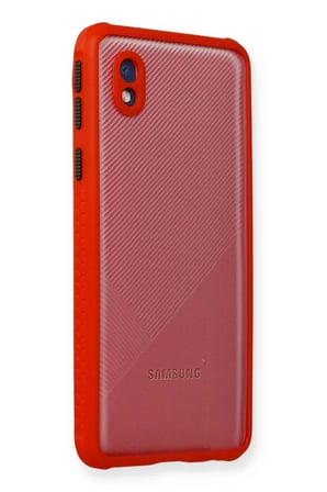 Newface Samsung Galaxy A01 Core Kılıf Miami Şeffaf Silikon - Kırmızı