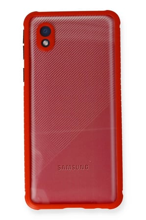 Newface Samsung Galaxy A01 Core Kılıf Miami Şeffaf Silikon - Kırmızı
