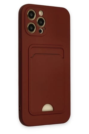 Newface Apple iPhone 12 Pro Max Kılıf Kelvin Kartvizitli Silikon - Bordo