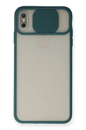 Newface Apple iPhone X Kılıf Palm Buzlu Kamera Sürgülü Silikon - Yeşil