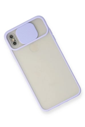 Newface Apple iPhone XS Max Kılıf Palm Buzlu Kamera Sürgülü Silikon - Lila