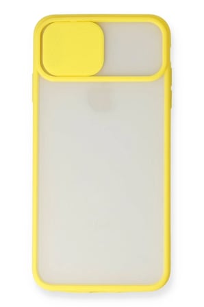 Newface Apple iPhone XS Max Kılıf Palm Buzlu Kamera Sürgülü Silikon - Sarı
