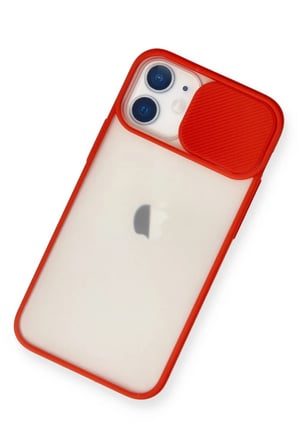 Newface Apple iPhone 11 Kılıf Palm Buzlu Kamera Sürgülü Silikon - Kırmızı