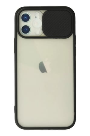 Newface Apple iPhone 12 Kılıf Palm Buzlu Kamera Sürgülü Silikon - Siyah