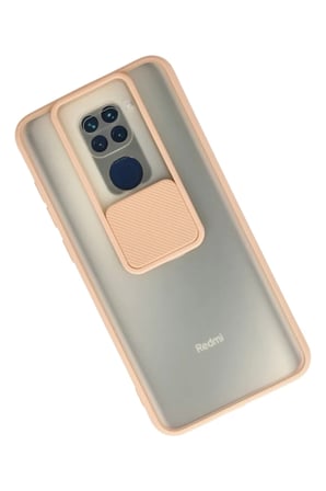 Newface Xiaomi Redmi Note 9 Kılıf Palm Buzlu Kamera Sürgülü Silikon - Pembe