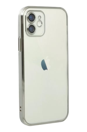 Newface Apple iPhone 12 Kılıf Razer Lensli Silikon - Gümüş