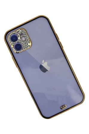 Newface Apple iPhone 12 Kılıf Liva Taşlı Silikon - Siyah