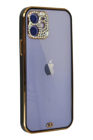 Newface Apple iPhone 12 Kılıf Liva Taşlı Silikon - Siyah