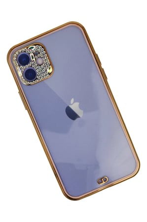 Newface Apple iPhone 12 Kılıf Liva Taşlı Silikon - Pembe