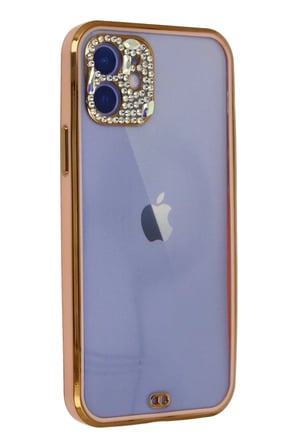 Newface Apple iPhone 12 Kılıf Liva Taşlı Silikon - Pembe