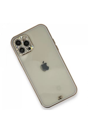 Newface Apple iPhone 12 Pro Kılıf Liva Taşlı Silikon - Mor