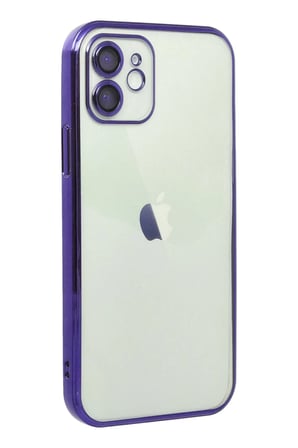 Newface Apple iPhone 12 Kılıf Razer Lensli Silikon - Mor