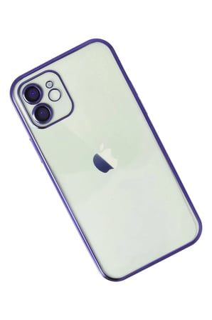 Newface Apple iPhone 12 Kılıf Razer Lensli Silikon - Mor