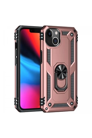 Newface Apple iPhone 13 Kılıf Sofya Yüzüklü Silikon Kapak - Rose