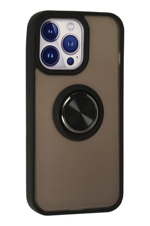 Newface Apple iPhone 13 Pro Max Kılıf Montreal Yüzüklü Silikon Kapak - Siyah
