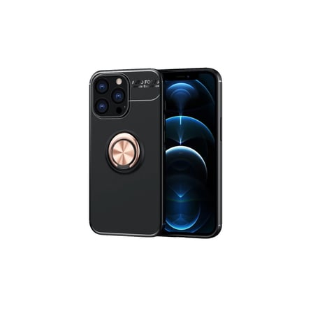 Newface Apple iPhone 13 Pro Kılıf Range Yüzüklü Silikon - Siyah-Gold