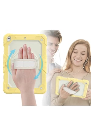 Newface Apple iPad 10.2 (7.nesil) Kılıf Strap New Tablet Kapak - Sarı