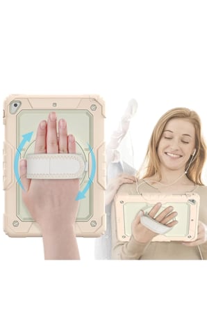 Newface Apple iPad 5 Air 9.7 Kılıf Strap New Tablet Kapak - Pembe